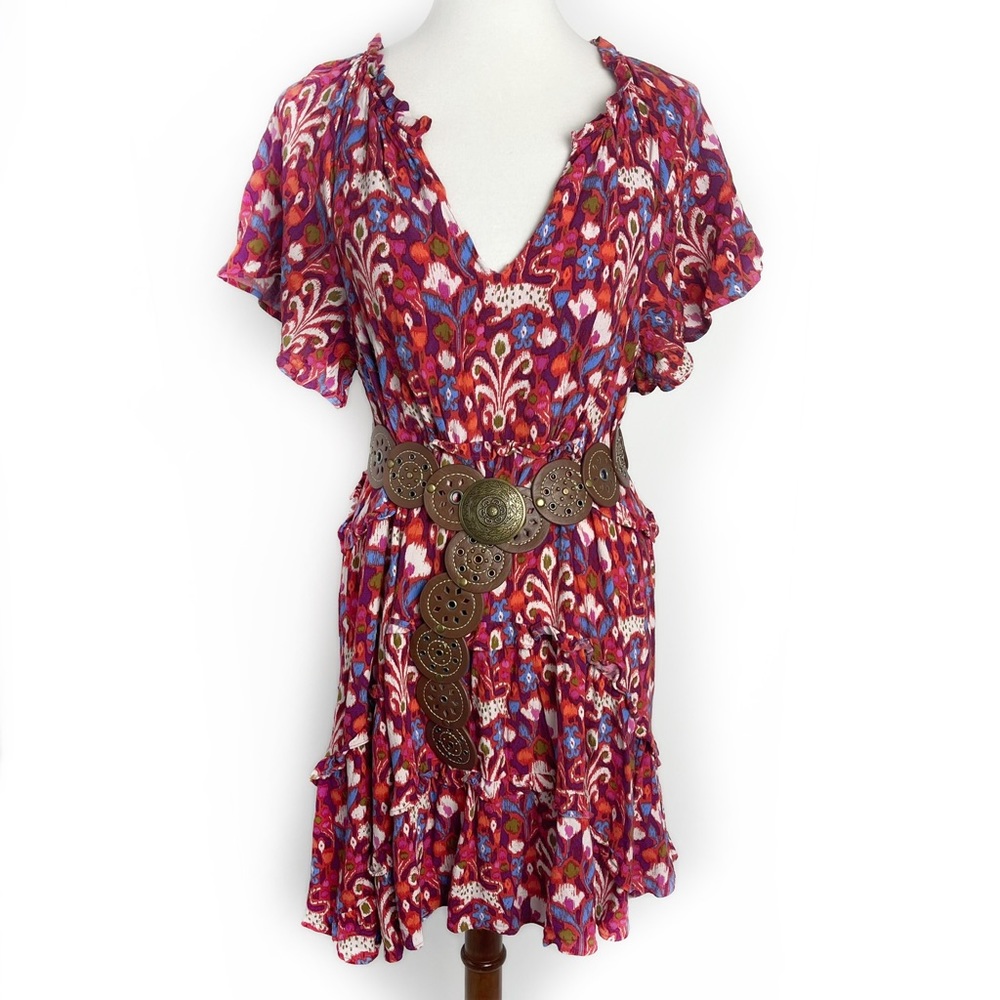 ANTHROPOLOGIE Red Boho Ikat Mini Dress